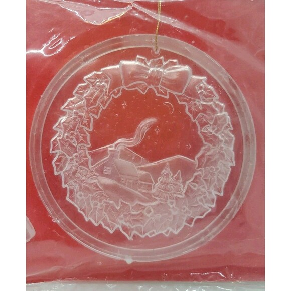 Vintage Clear Plastic Christmas Tree Decoration Santa Bells Holly NIP Hong Kong - Picture 2 of 10